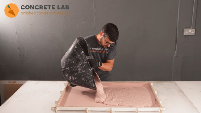 Pouring precast concrete into a worktop mould